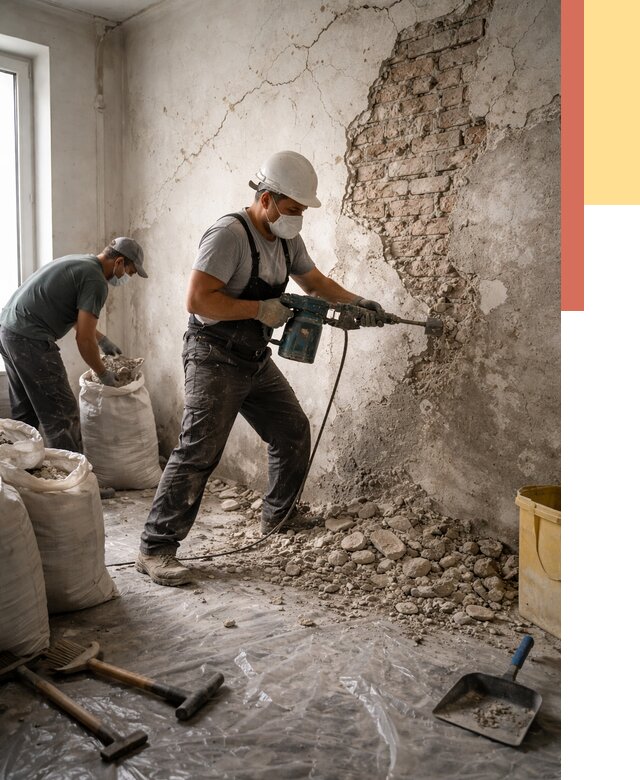 Демонтаж штукатурки со стен в Алексеевке от 7289 руб/м² — быстро и недорого | ОТДЕЛОЧНИК-Лкв