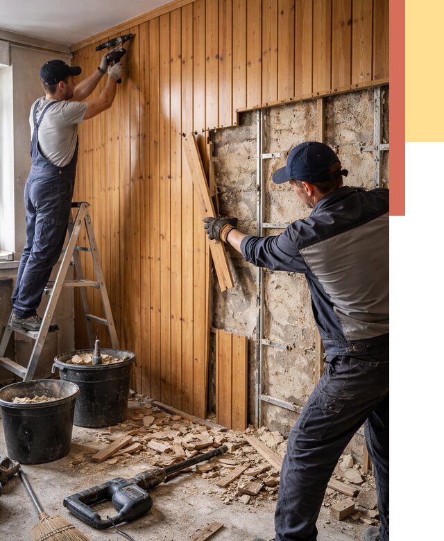 Демонтаж вагонки со стен в Алексеевке от 1468 руб. — снятие, удаление, срочно | ОТДЕЛОЧНИК-Лкв