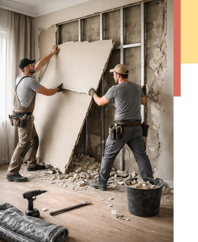 Демонтаж гипсокартона со стен в Алексеевке от 354 руб. — услуги демонтажа | ОТДЕЛОЧНИК-Лкв