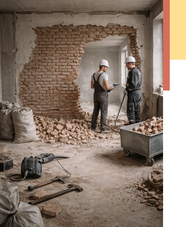 Демонтаж кирпичных стен в Алексеевке от 4252 руб. — быстро, недорого, под ключ | ОТДЕЛОЧНИК-Лкв