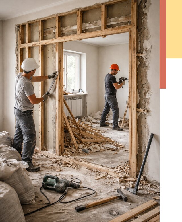 Демонтаж деревянных перегородок в Алексеевке от 3240 руб. — быстро и недорого | ОТДЕЛОЧНИК-Лкв