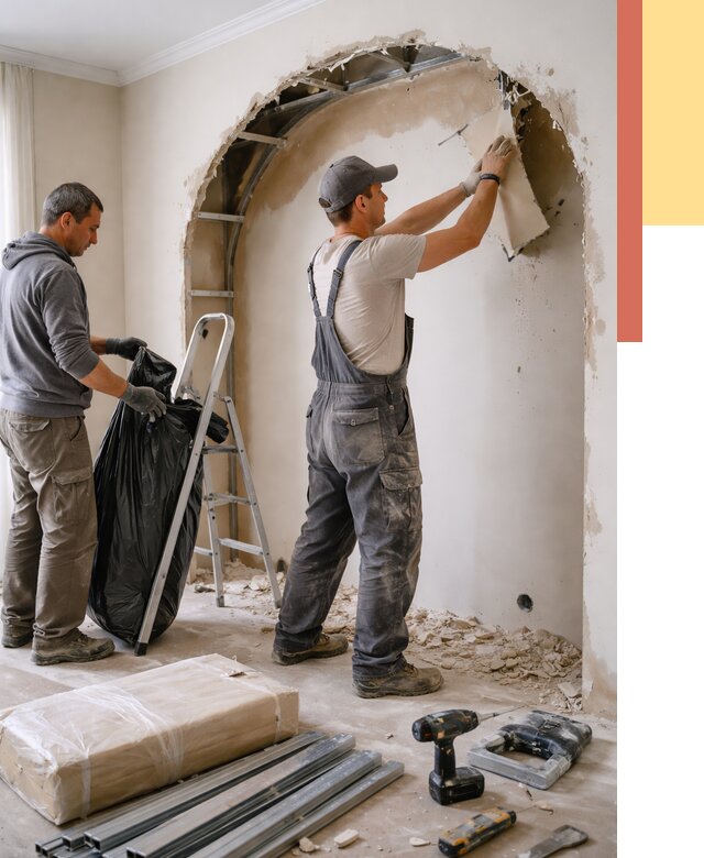 Демонтаж арки из гипсокартона в Алексеевке от 3543 руб. — услуги под ключ | ОТДЕЛОЧНИК-Лкв