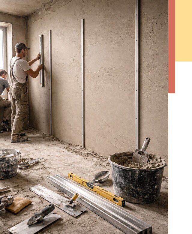 Штукатурка стен по маякам в Алексеевке от 5568 руб./м² — выравнивание под ключ | ОТДЕЛОЧНИК-Лкв