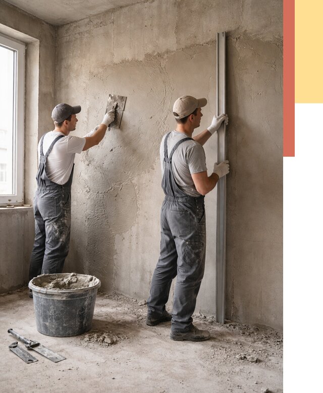 Штукатурка бетонных стен в Алексеевке от 4556 руб/м² — качественно и быстро | ОТДЕЛОЧНИК-Лкв