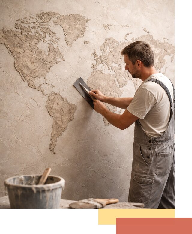 Декоративная штукатурка «Карта мира» под ключ в Алексеевке