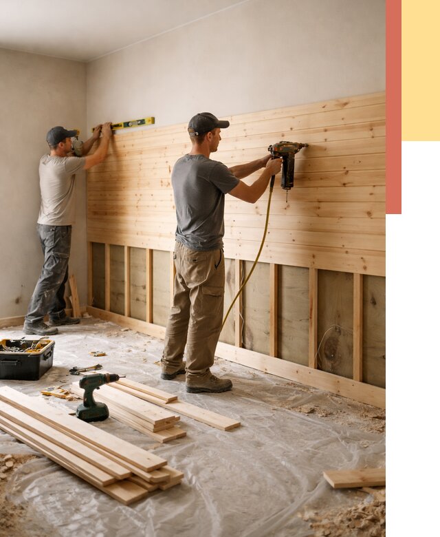 Монтаж деревянной вагонки на стены в Алексеевке от 7593 руб. | Услуги монтажа вагонки | ОТДЕЛОЧНИК-Лкв