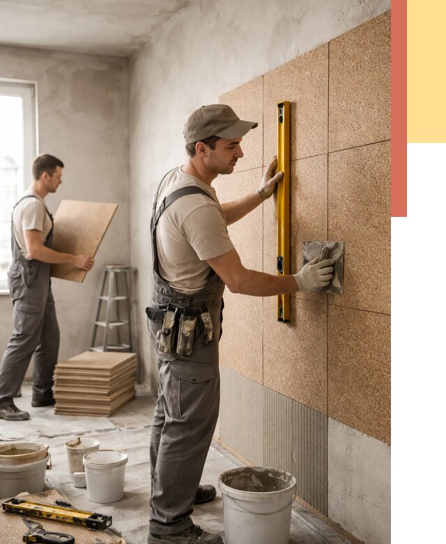 Монтаж пробковых панелей на стены в Алексеевке от 3543 руб. — ОТДЕЛОЧНИК-Лкв