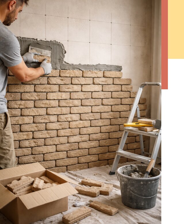 Монтаж декоративного кирпича в Алексеевке от 3240 руб./м² — быстро и недорого | ОТДЕЛОЧНИК-Лкв