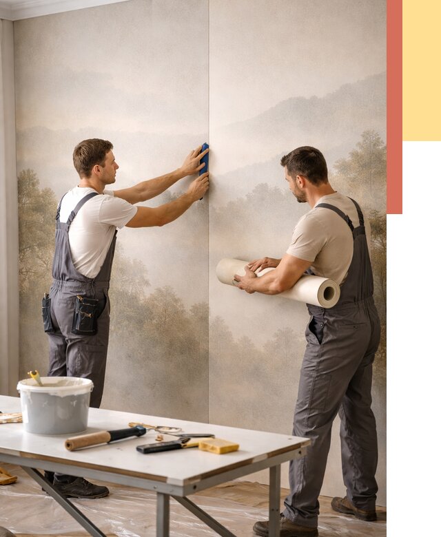 Поклейка фотообоев в Алексеевке от 8605 руб/м² — быстро и недорого | ОТДЕЛОЧНИК-Лкв