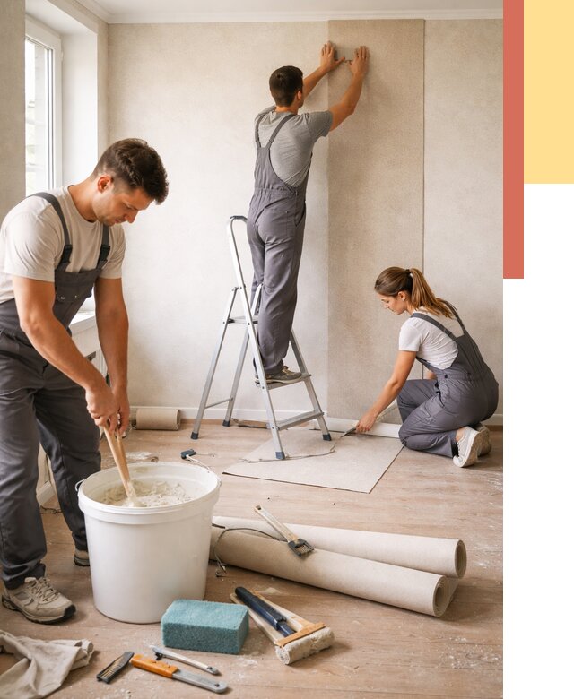 Оклейка стен обоями в Алексеевке от 3543 руб/м2 — быстро и недорого | ОТДЕЛОЧНИК-Лкв