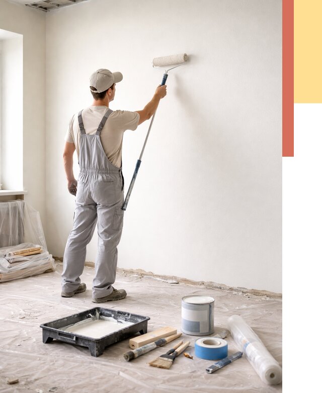 Покраска стен водоэмульсионной краской в Алексеевке от 456 руб. за м² | ОТДЕЛОЧНИК-Лкв