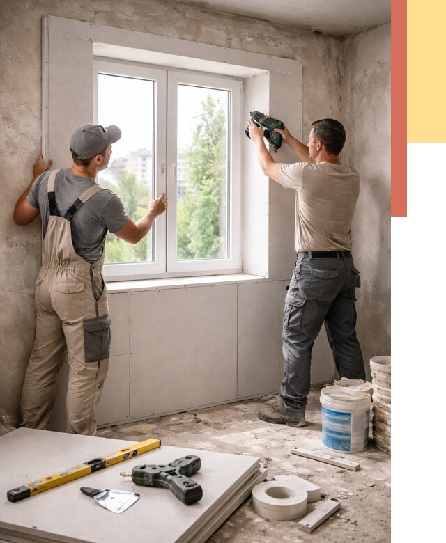 Монтаж откосов из гипсокартона в Алексеевке от 4556 руб. под ключ | ОТДЕЛОЧНИК-Лкв