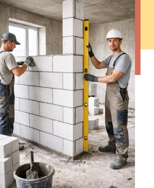 Кладка перегородок из пеноблока в Алексеевке от 1822 руб. под ключ | ОТДЕЛОЧНИК-Лкв