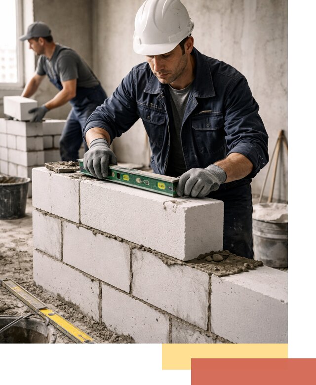 Кладка перегородок из пеноблока под ключ в Алексеевке