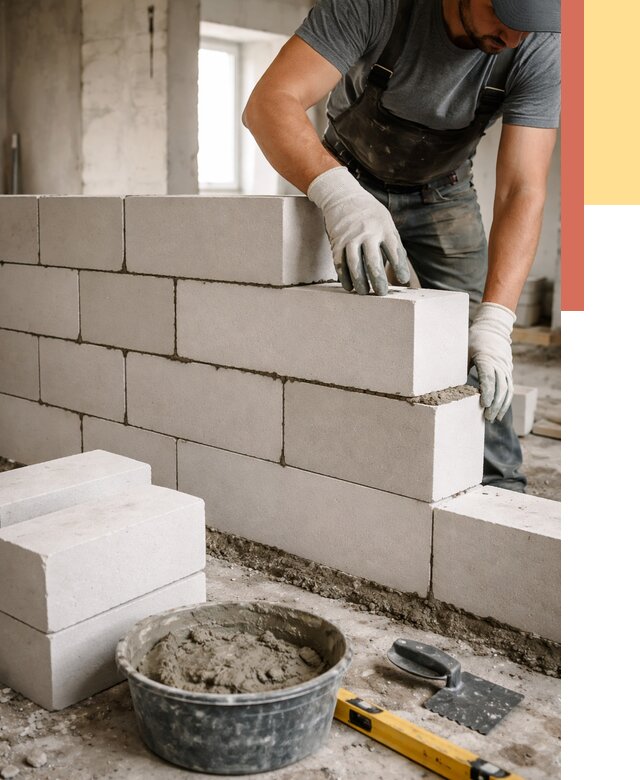 Кладка перегородок из силикатного блока в Алексеевке от 4050 руб. под ключ | ОТДЕЛОЧНИК-Лкв