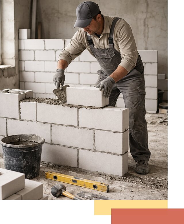 Кладка перегородок из силикатного блока в Алексеевке