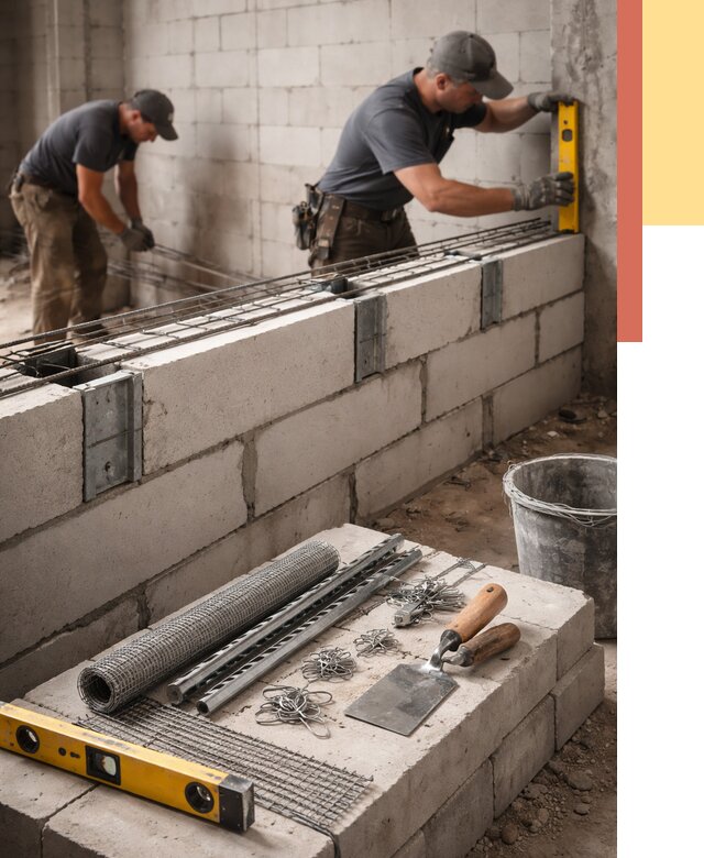 Армирование кладки перегородок в Алексеевке от 759 руб. под ключ | ОТДЕЛОЧНИК-Лкв