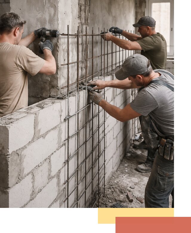 Армирование кладки перегородок в Алексеевке профессионально и надёжно