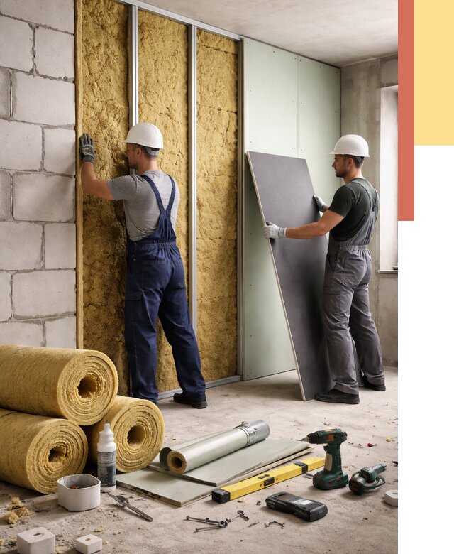 Шумоизоляция перегородок из блоков в Алексеевке от 1873 руб./м² — быстро и недорого | ОТДЕЛОЧНИК-Лкв