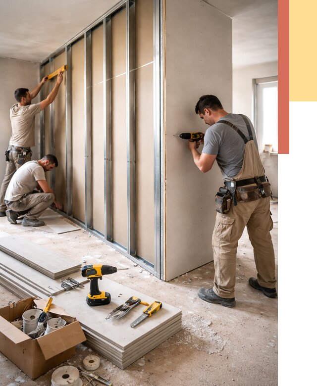 Монтаж однослойной перегородки из гипсокартона в Алексеевке от 658 руб. | ОТДЕЛОЧНИК-Лкв