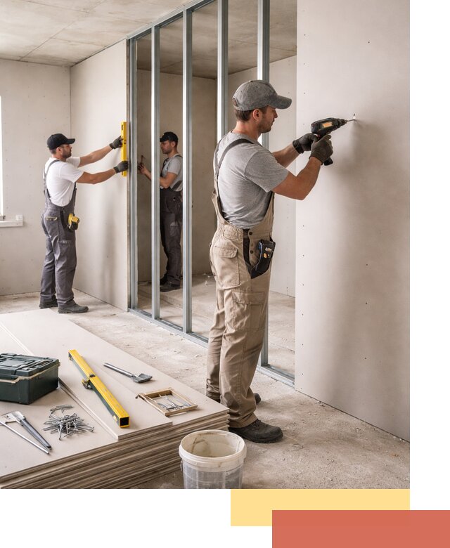 Однослойная перегородка из гипсокартона в Алексеевке под ключ, монтаж и отделка