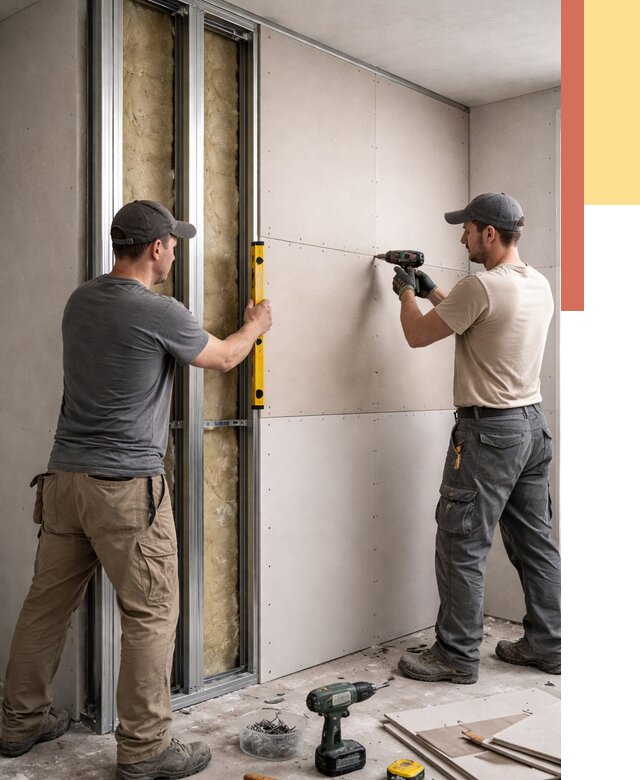 Монтаж двухслойной перегородки из гипсокартона в Алексеевке от 1468 руб. | ОТДЕЛОЧНИК-Лкв