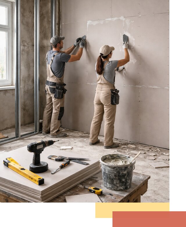 Монтаж двухслойной перегородки из гипсокартона в Алексеевке