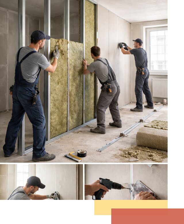 Перегородка из гипсокартона с шумоизоляцией в Алексеевке — монтаж под ключ