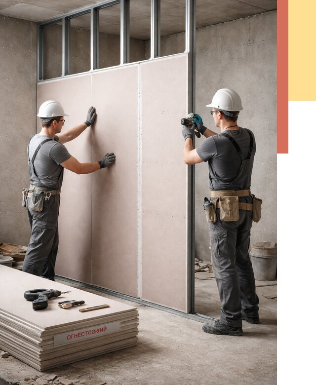 Перегородка из огнестойкого гипсокартона в Алексеевке от 1873 руб. под ключ | ОТДЕЛОЧНИК-Лкв