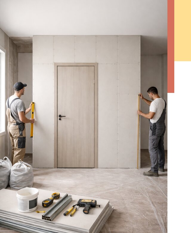 Перегородка из гипсокартона с дверью в Алексеевке от 4556 руб. под ключ | ОТДЕЛОЧНИК-Лкв