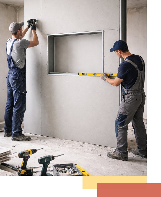 Перегородка из гипсокартона с нишей под декор в Алексеевке