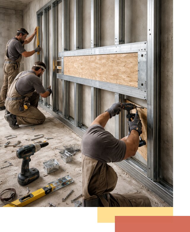 Усиленная перегородка для крепления тяжёлых конструкций в Алексеевке