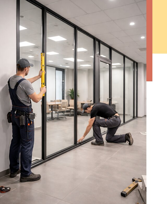 Каркасные стеклянные перегородки в Алексеевке под ключ от 9314 руб. | ОТДЕЛОЧНИК-Лкв