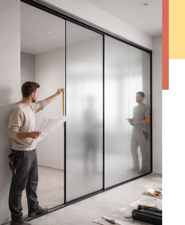 Матовые стеклянные перегородки в Алексеевке от 8605 руб. — монтаж и установка | ОТДЕЛОЧНИК-Лкв