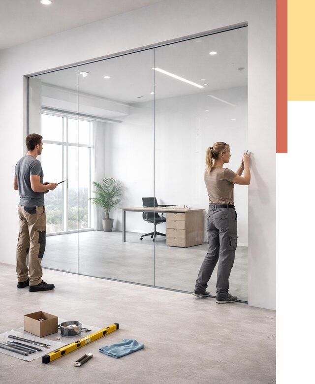 Перегородки из закаленного стекла в Алексеевке от 9618 руб. под ключ | ОТДЕЛОЧНИК-Лкв