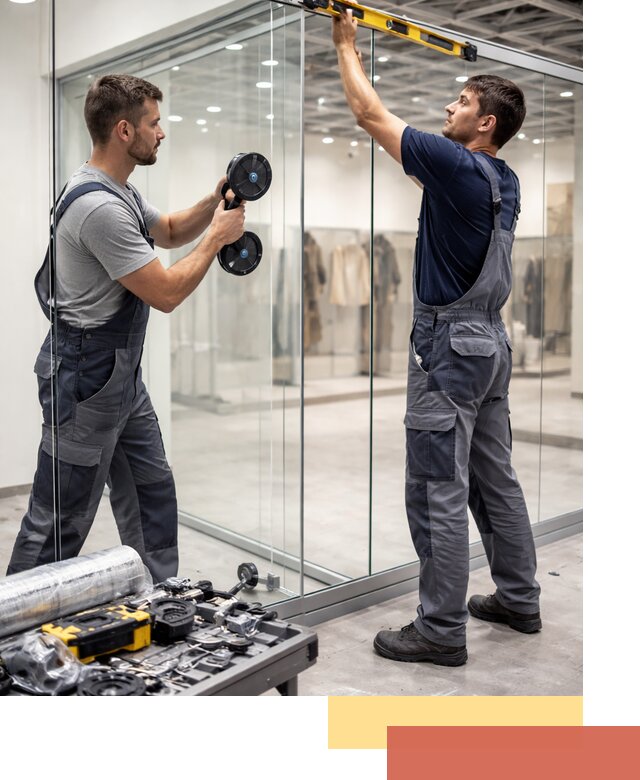 Стеклянные перегородки для магазинов в Алексеевке — монтаж и установка