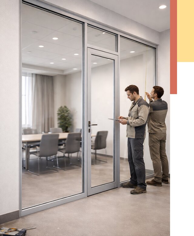 Установка и монтаж алюминиевых перегородок со стеклом в Алексеевке от 8302 руб. | ОТДЕЛОЧНИК-Лкв