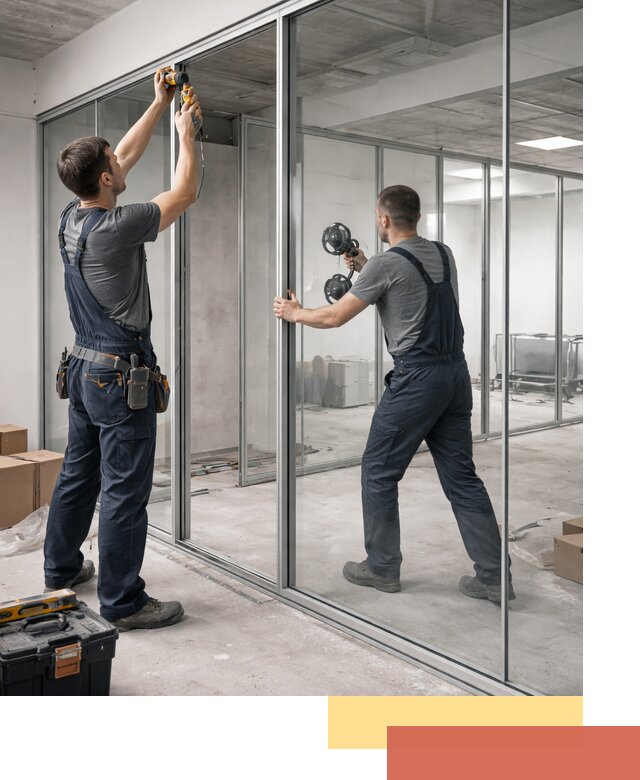 Алюминиевые перегородки со стеклом в Алексеевке — изготовление и монтаж