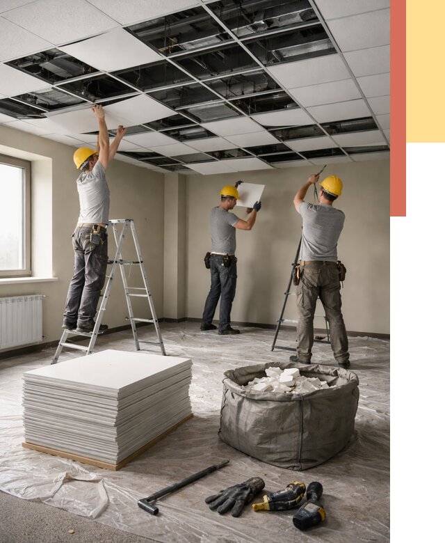 Демонтаж потолка Армстронг в Алексеевке от 4556 руб. быстро и недорого | ОТДЕЛОЧНИК-Лкв