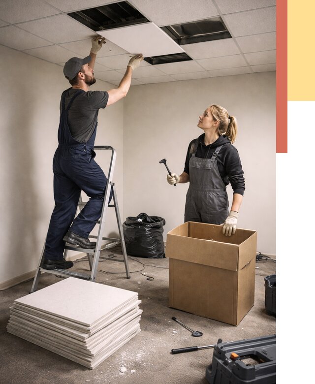 Демонтаж потолочной плитки в Алексеевке от 4556 руб. быстро и недорого | ОТДЕЛОЧНИК-Лкв