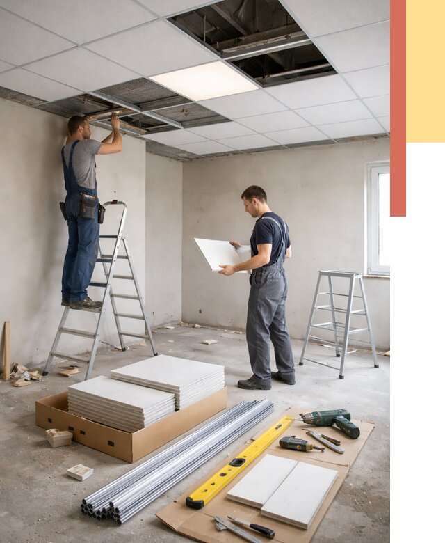 Монтаж потолка армстронг в Алексеевке от 4556 руб/м2 — быстрая установка под ключ | ОТДЕЛОЧНИК-Лкв