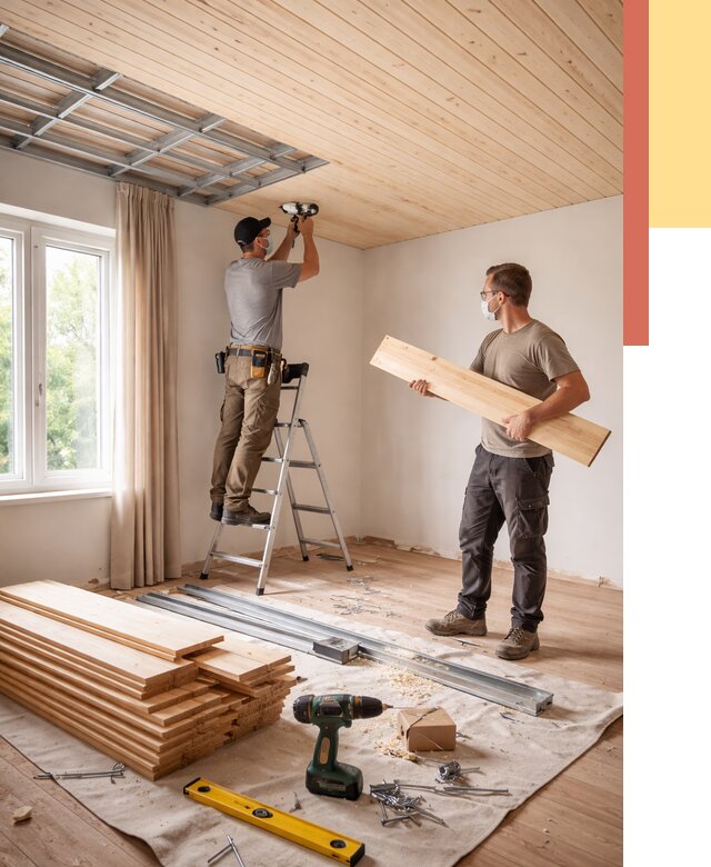 Монтаж потолка из вагонки в Алексеевке от 6581 руб. | Быстро и недорого — ОТДЕЛОЧНИК-Лкв