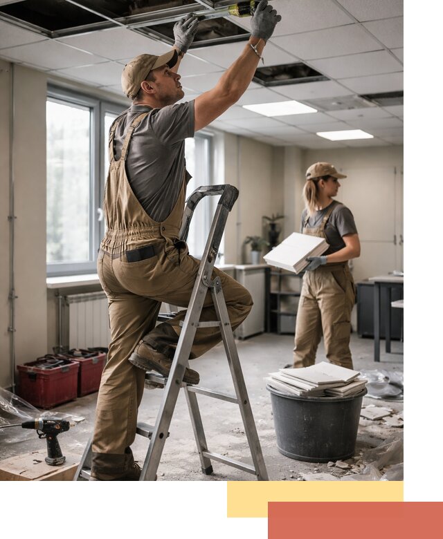 Ремонт потолка Армстронг и замена плит в Алексеевке