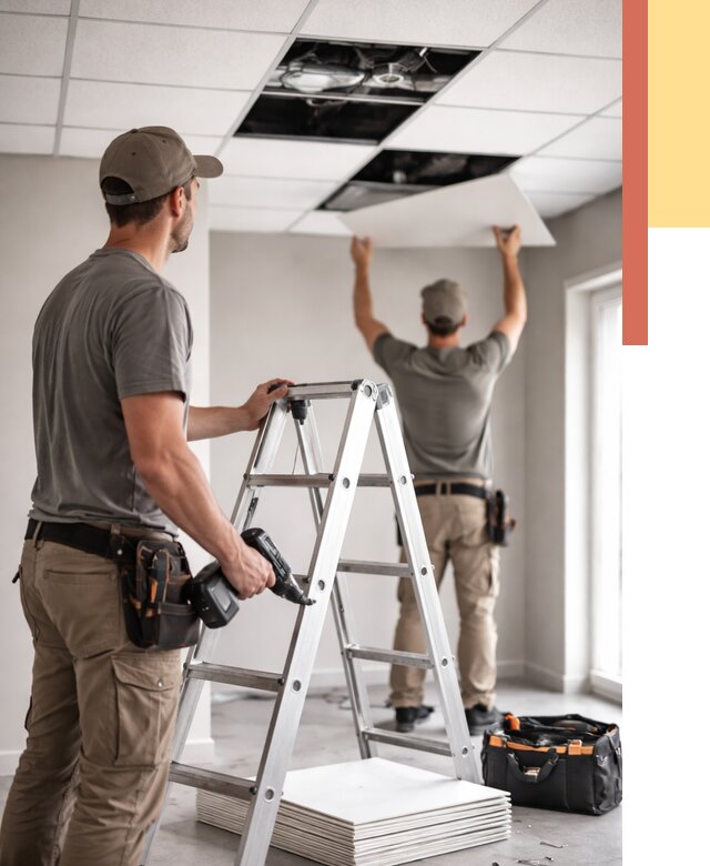 Обслуживание подвесного потолка в Алексеевке от 3543 руб. — быстро и недорого | ОТДЕЛОЧНИК-Лкв