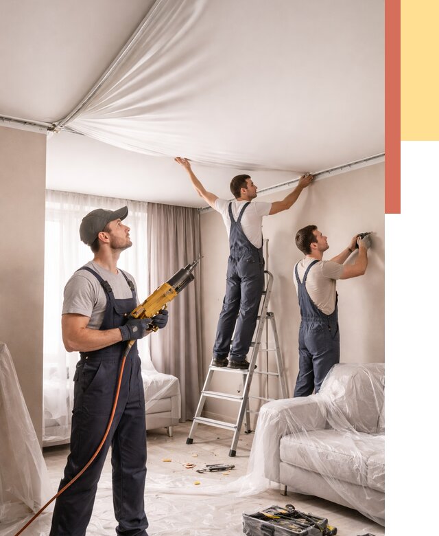 Установка натяжного потолка в Алексеевке от 4556 руб. | Быстро и недорого — ОТДЕЛОЧНИК-Лкв