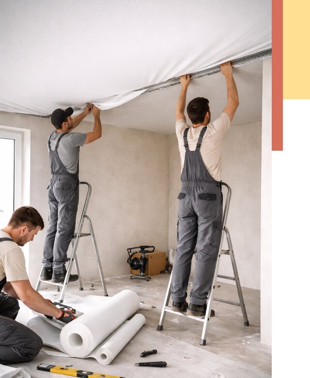 Монтаж тканевого натяжного потолка в Алексеевке от 3543 руб. под ключ | ОТДЕЛОЧНИК-Лкв