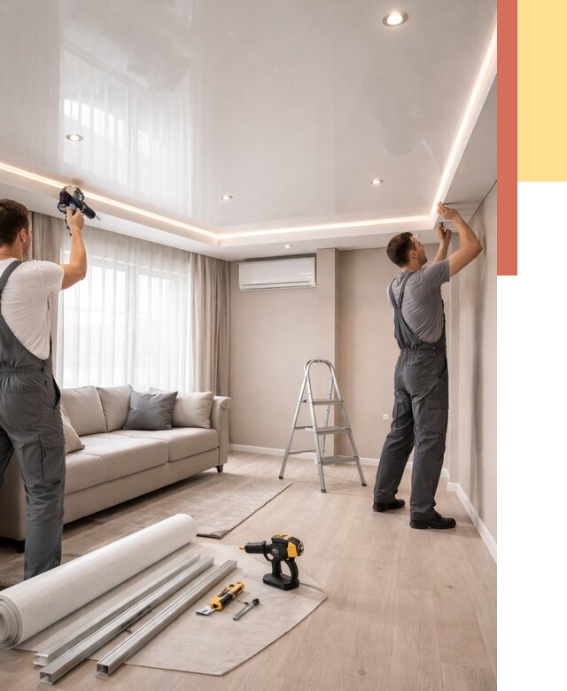 Монтаж глянцевого натяжного потолка в Алексеевке от 759 руб. под ключ | ОТДЕЛОЧНИК-Лкв