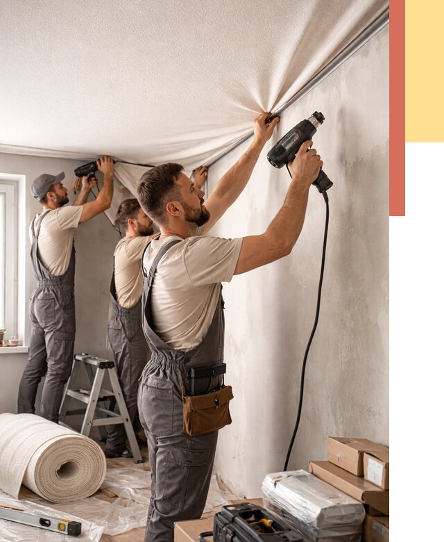 Монтаж фактурного натяжного потолка в Алексеевке от 759 руб. — ОТДЕЛОЧНИК-Лкв