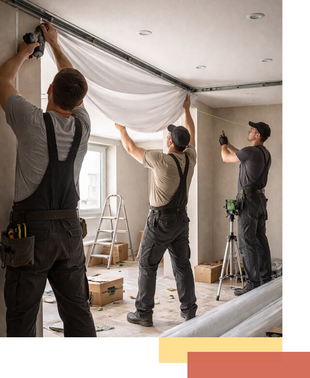 Монтаж парящего натяжного потолка под ключ в Алексеевке