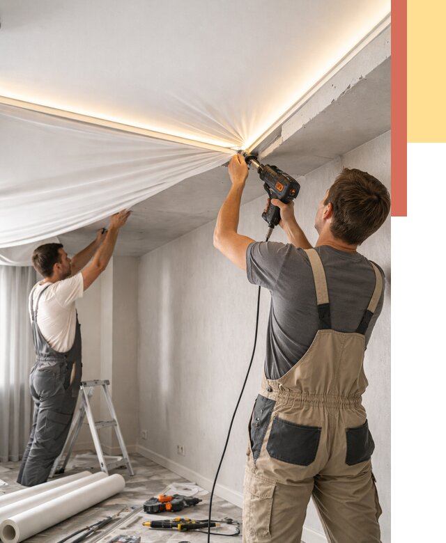 Монтаж натяжного потолка с подсветкой в Алексеевке от 962 руб. | ОТДЕЛОЧНИК-Лкв